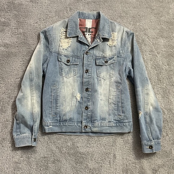 Jordan Craig Jackets & Blazers - Legacy Edition By Jordan Craig Denim Jacket Mens Size Large‎ Distressed Blue